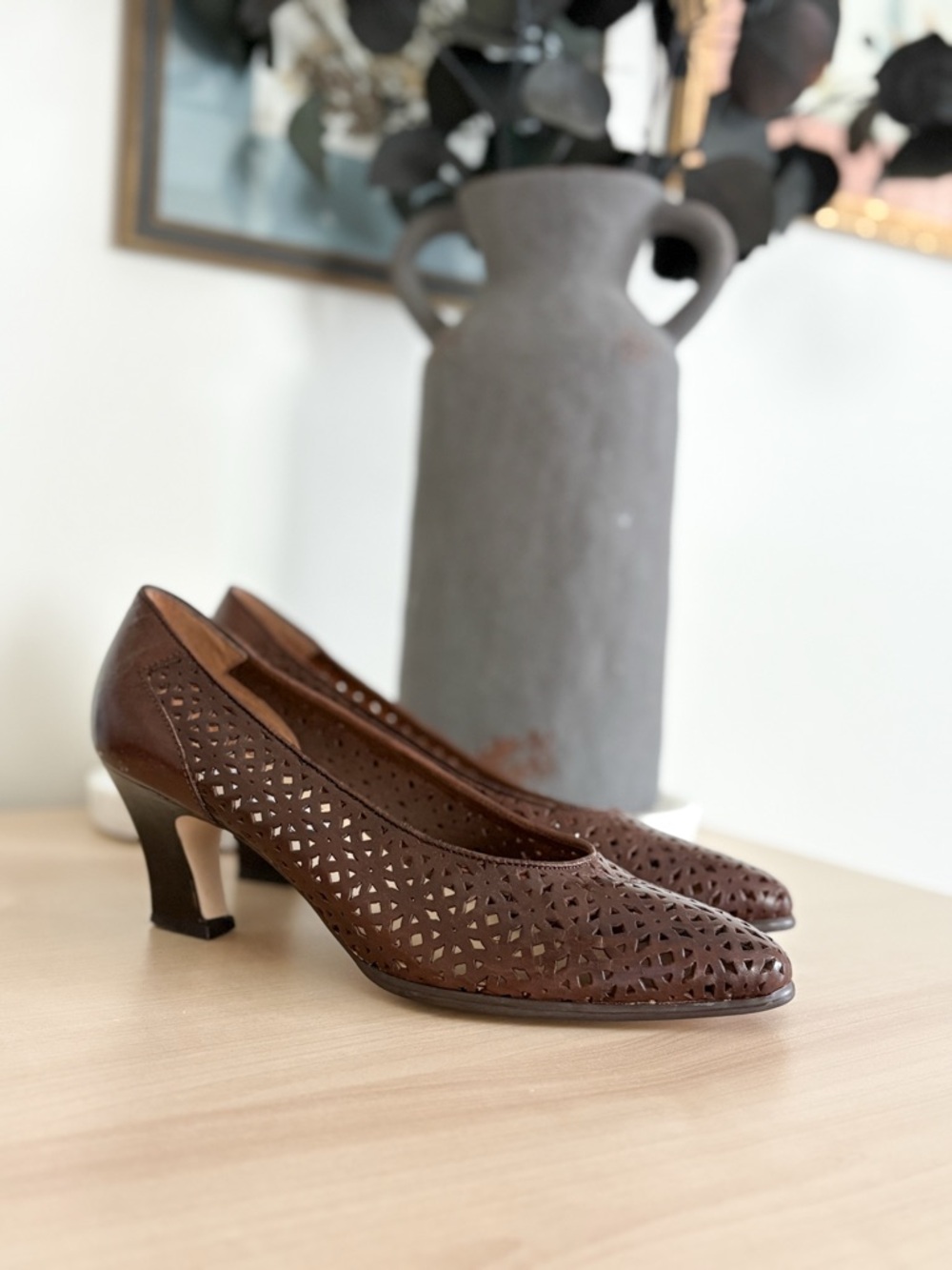 Courtney Taylor perforated leather heels - size 7.5